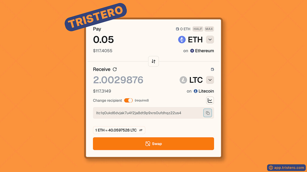 Litecoin swaps are now live on Tristero | MWEB enabled! - Project ...